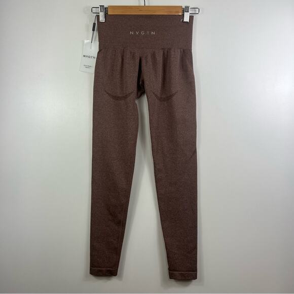 NVGTN New Heathered Brown Contour Leggings Small Seamless Ankle Athletic Workout - Picture 15 of 15
